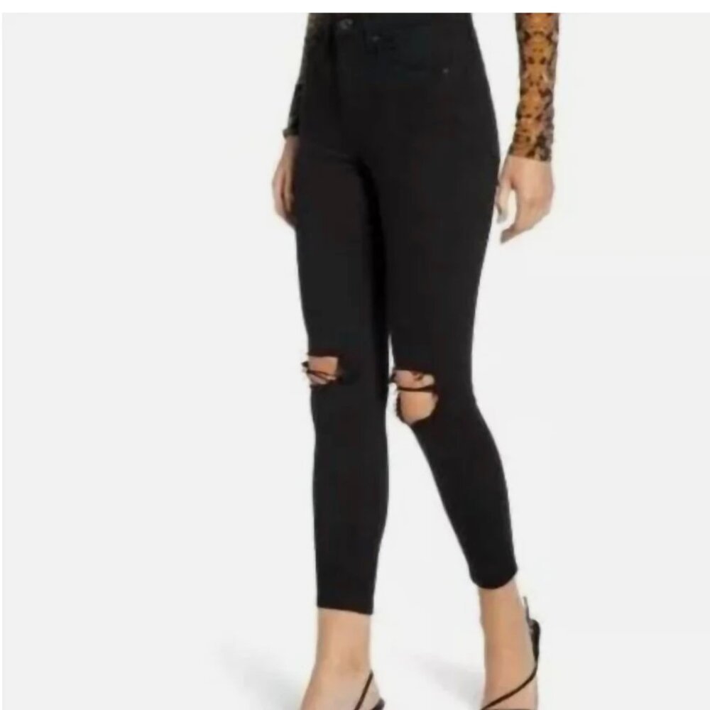 Topshop High Rise Jamie Stretch Denim Ripped Skinny Jeans